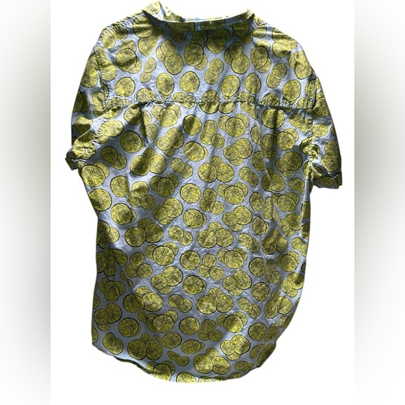 Dip Yellow & Blue Lime Print Casual Button-Up Shirt (XL) - Picture 2 of 2